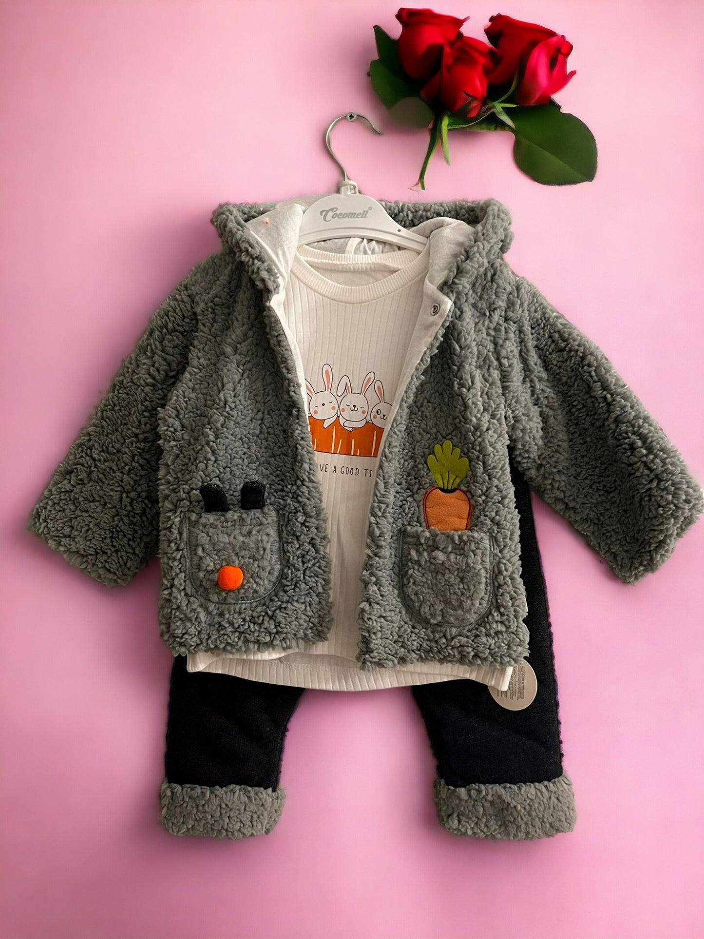 Unisex Bebek 3'lü Welsof Alt Üst Takım-pijama Takımı-bebek Çocuk Eşofman Takımı